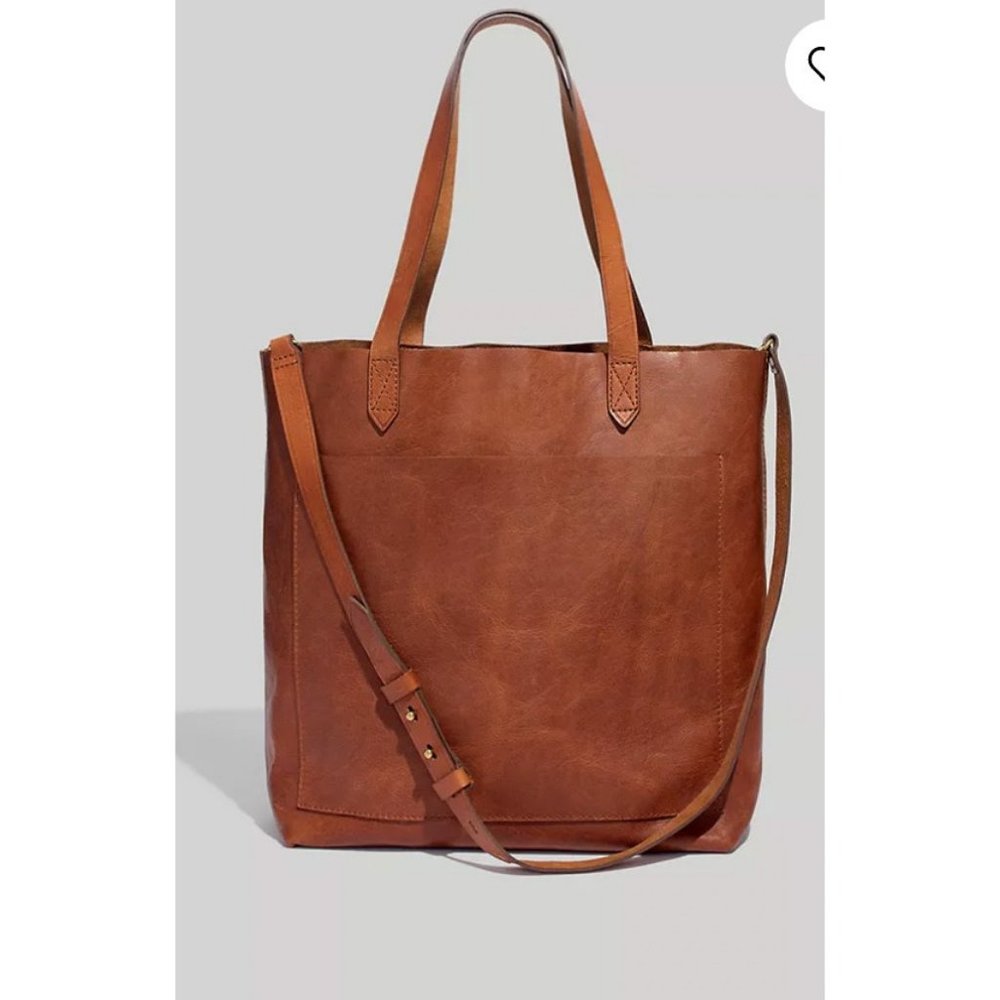 Madewell Womens $168 Medium Transport Tote English Saddle Brown F5788 Embossed 4